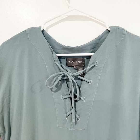 Anthropologie Michael Stars Ruffled Hem Lace Up Flounce Blue Dress size XS - Picture 11 of 11